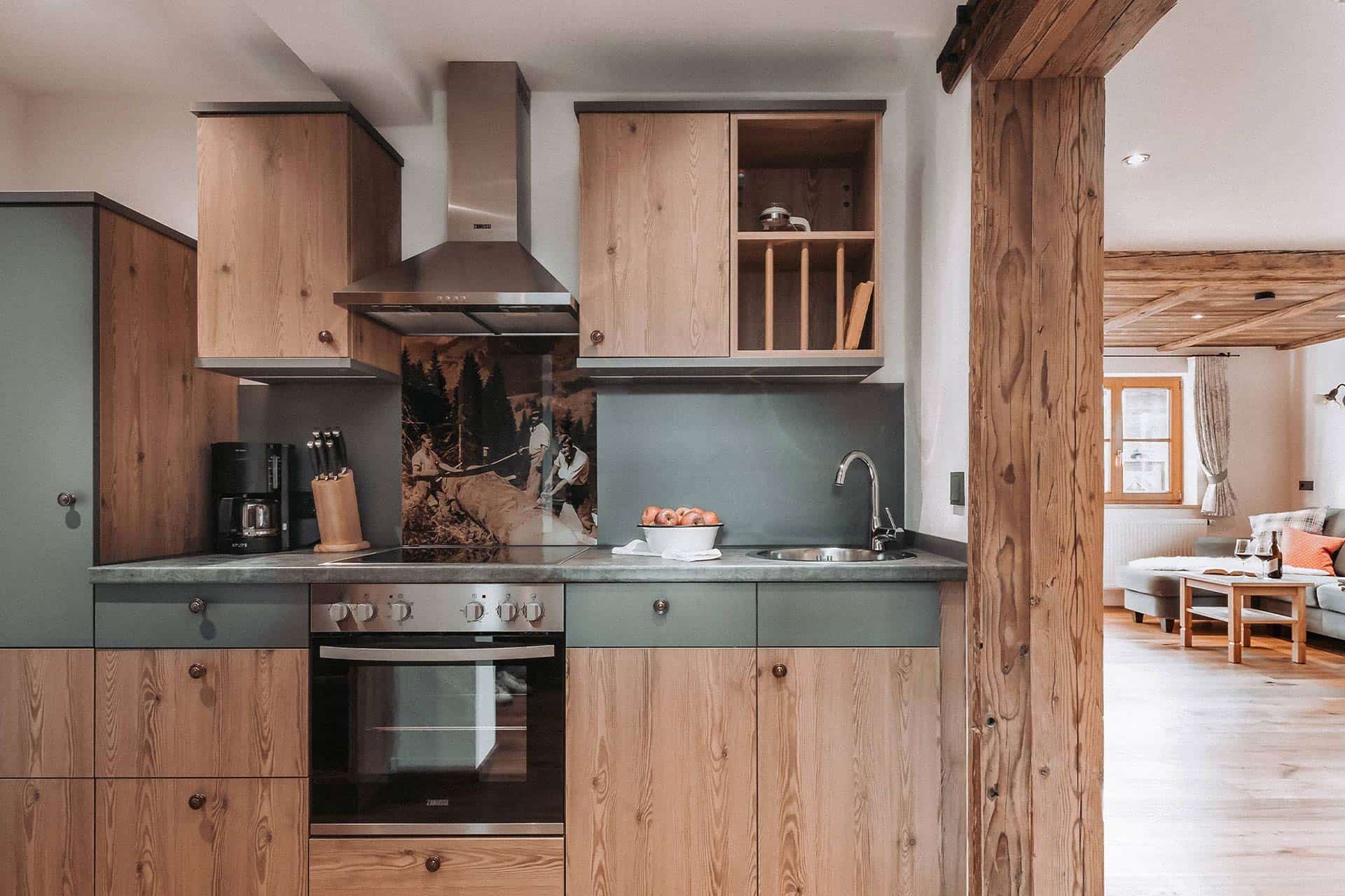 Aufnahme der Küche in der Ferienwohnung Mittag