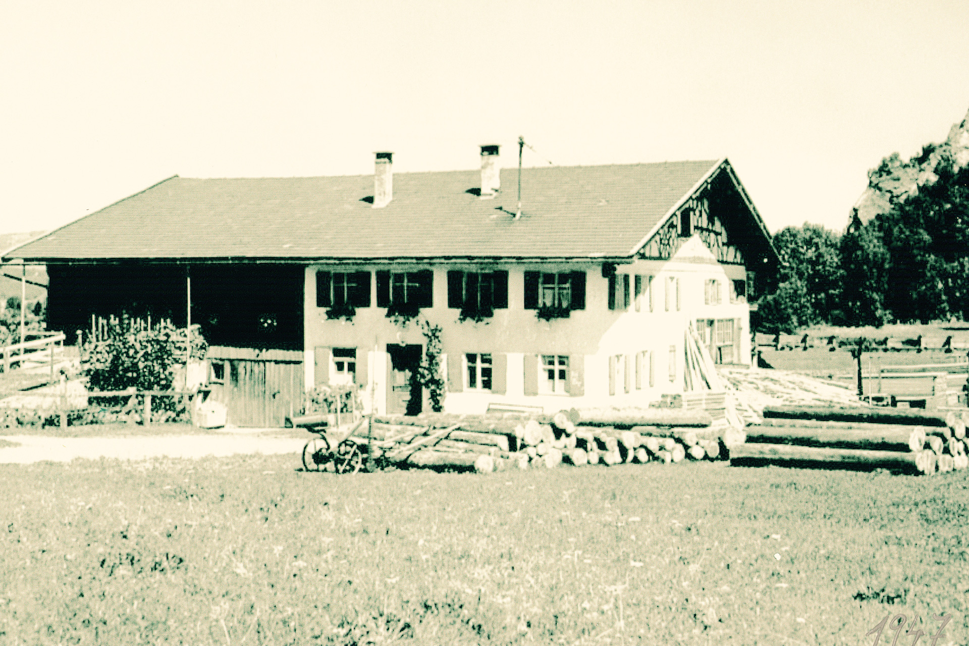 historische Aufnahme der alten Sägemühle in Burgberg