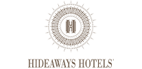 Logo der Marke "Hideaways Hotels" mit einem stilisierten Symbol und dem Markennamen darunter.